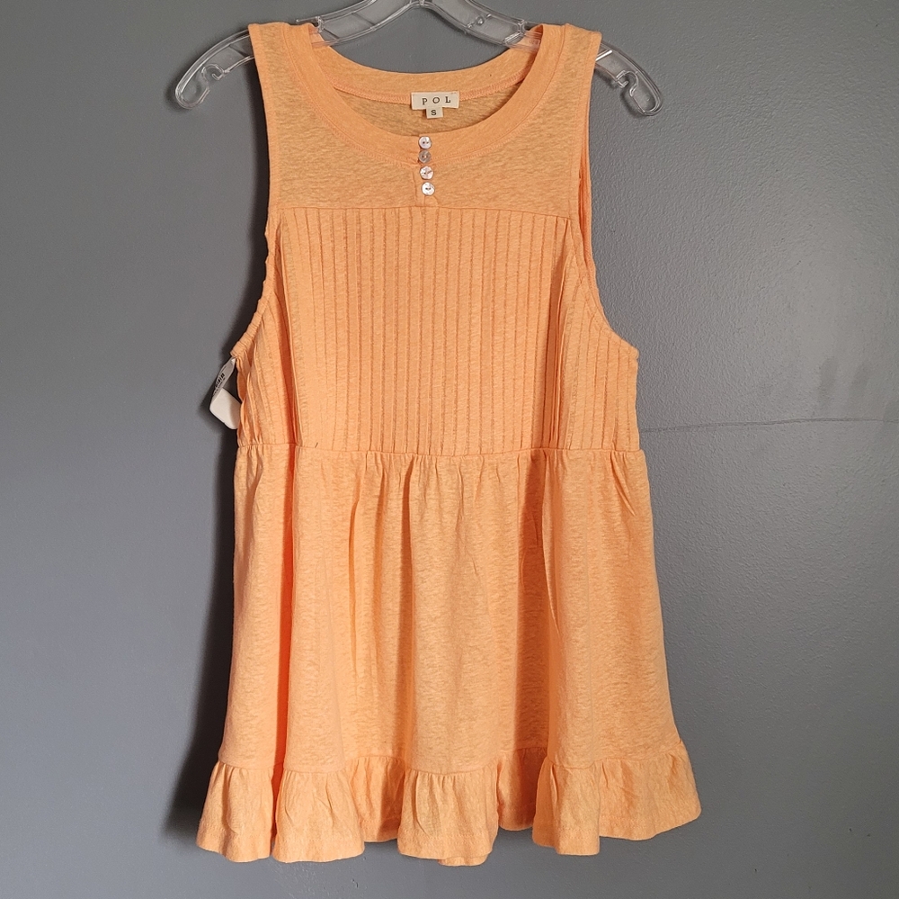POL Linen Blend Sleeveless‎ Relaxed Fit Top Tank. Size S
